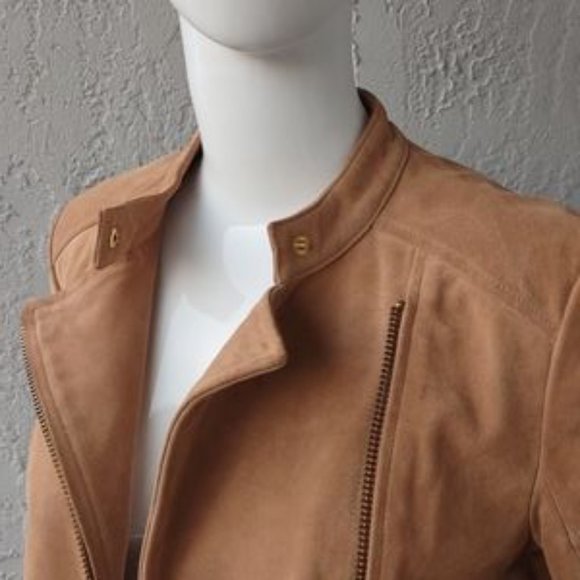 Michael Kors Ladies Genuine Italian Cow Leather Jacket w/Metal Accents